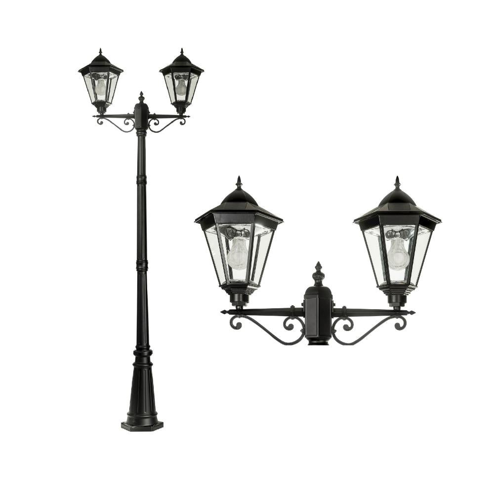 Solar Lighting Direct SLDPL0009B/12B Solar LED Outdoor Post Light - 7.6W IP44 Traditional Twin, Sensor 5000K-Solar Lighting Direct-Ozlighting.com.au