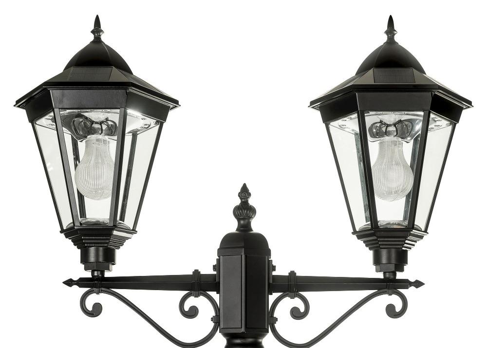 Solar Lighting Direct SLDPL0009B/12B Solar LED Outdoor Post Light - 7.6W IP44 Traditional Twin, Sensor 5000K-Solar Lighting Direct-Ozlighting.com.au