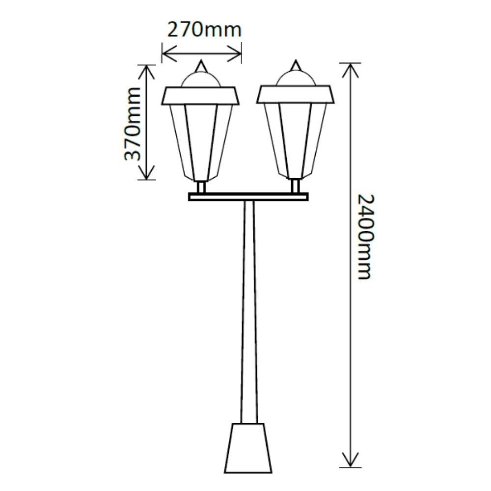 Solar Lighting Direct SLDPL0009B/12B Solar LED Outdoor Post Light - 7.6W IP44 Traditional Twin, Sensor 5000K-Solar Lighting Direct-Ozlighting.com.au