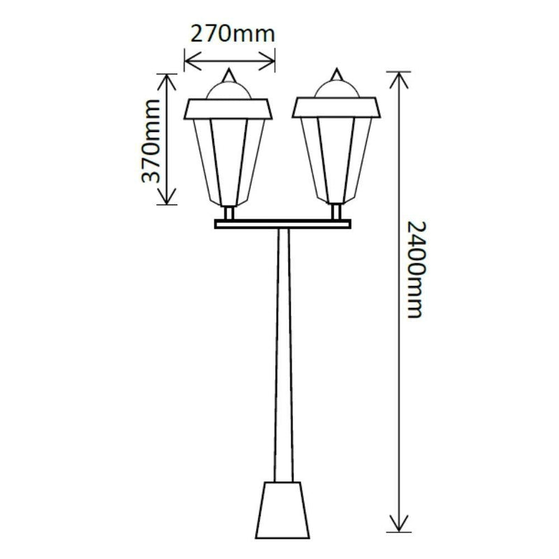 Solar Lighting Direct SLDPL0009B/12B - Solar Powered 7.6W IP44 LED Traditional Exterior Twin Post Light With Sensor 5000K-Solar Lighting Direct-Ozlighting.com.au