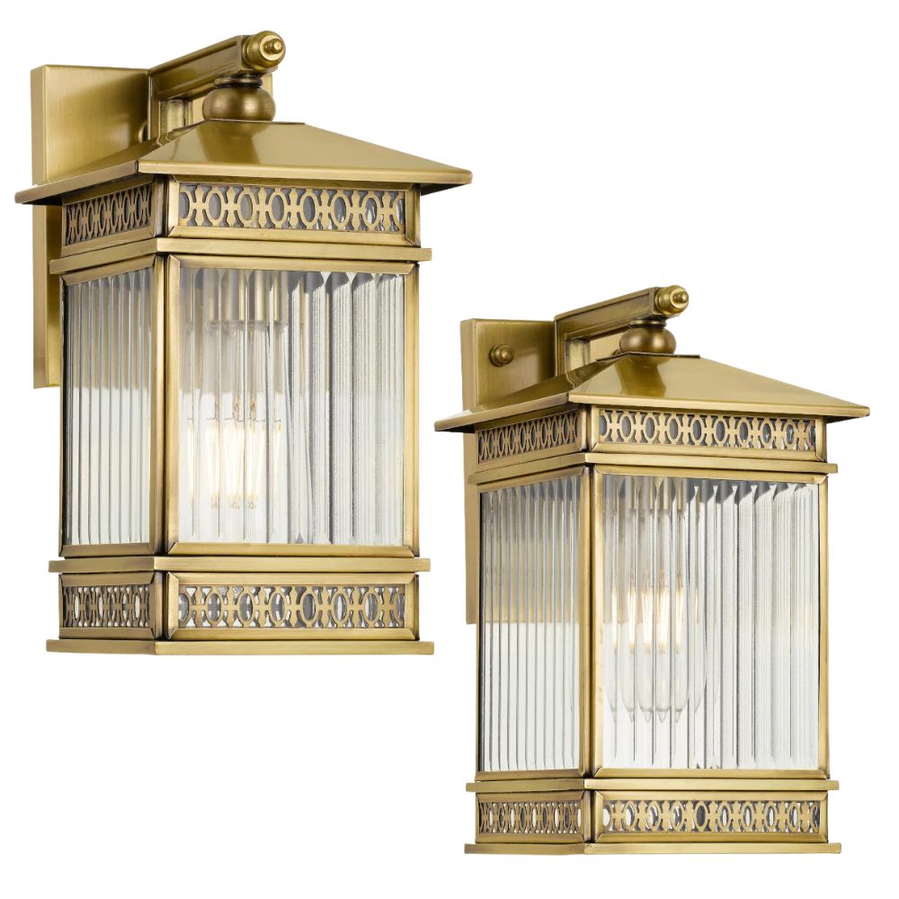 Telbix AVERA 15/17.5 Outdoor Wall Light - Modern Small/Large Coach, IP43, Brass-Telbix-Ozlighting.com.au