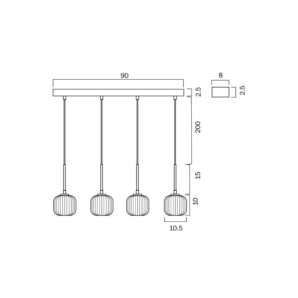Telbix BOBO LED Pendant - 4 Light 12W, Bar, 3000K-Telbix-Ozlighting.com.au