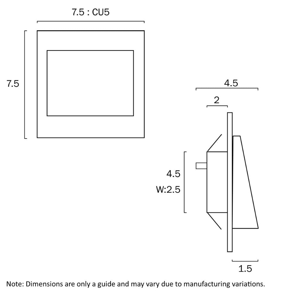 Telbix BREA Recessed LED Step Light - 3W, Indoor Square Semi, IP20-Telbix-Ozlighting.com.au