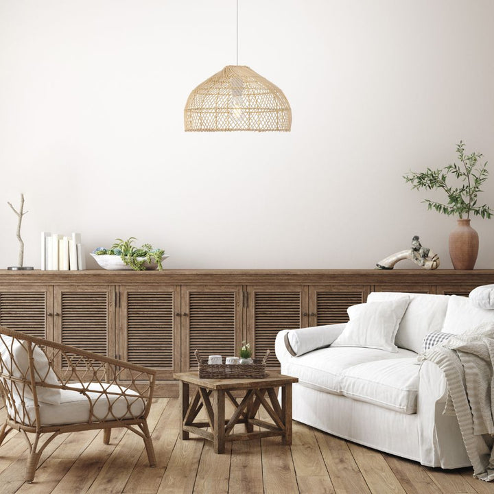 Telbix FRYA 40 - 1 Light Hand-Woven Rattan Pendant-Telbix-Ozlighting.com.au
