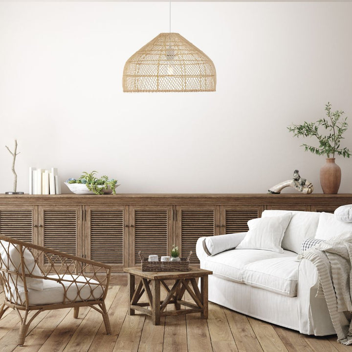 Telbix FRYA 50 - 1 Light Hand-Woven Rattan Pendant-Telbix-Ozlighting.com.au