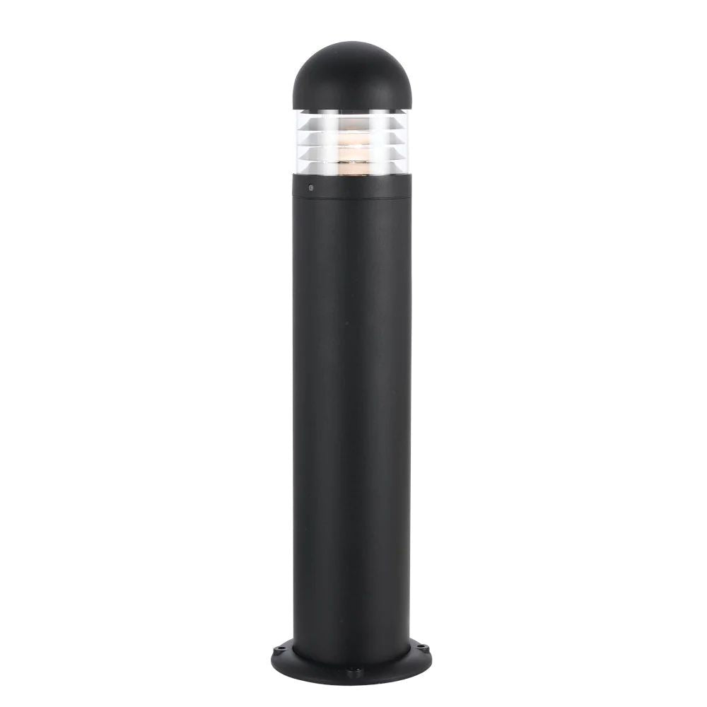 Telbix HARBOR Outdoor Bollard Light - Louvred, Black, E27-Telbix-Ozlighting.com.au