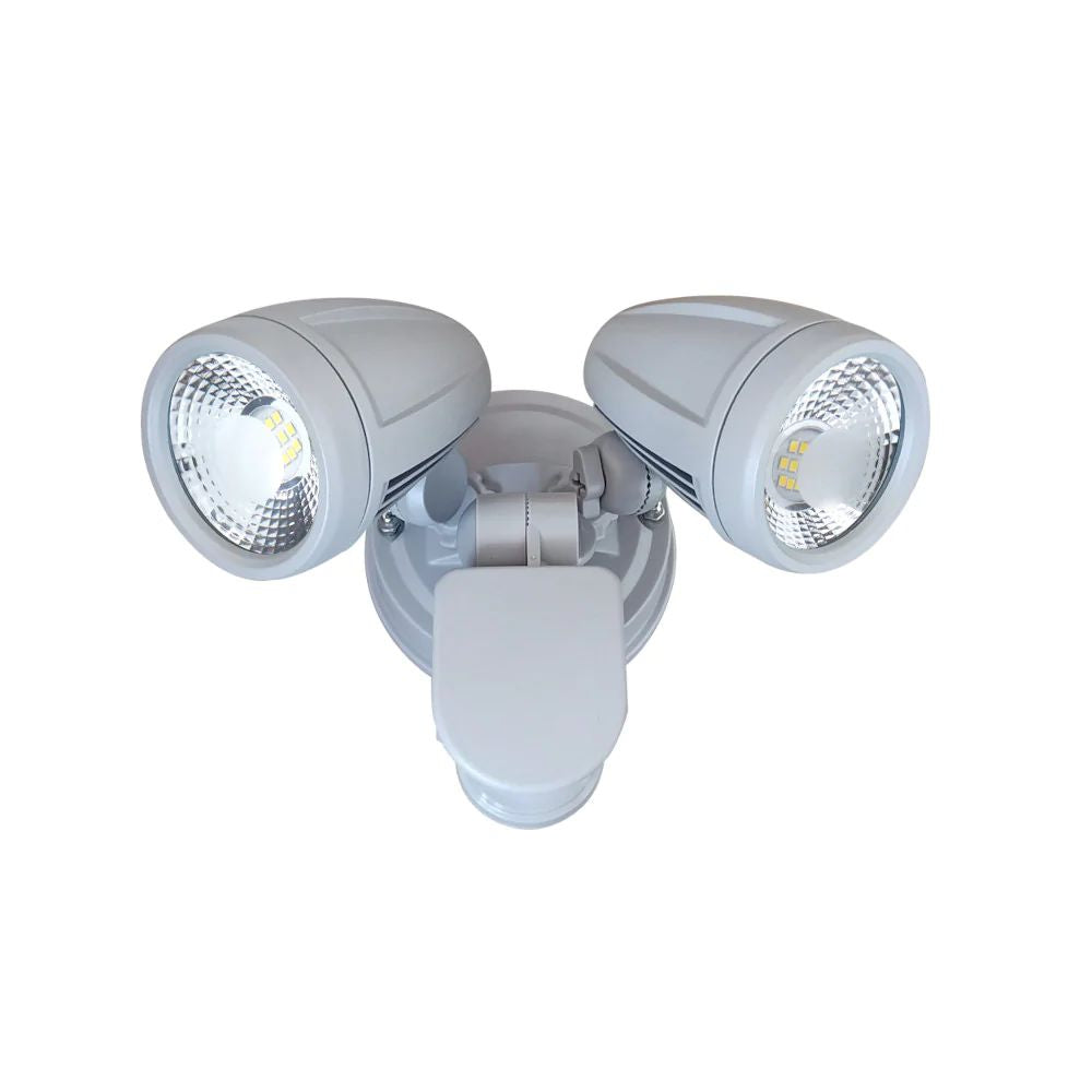 Telbix ILLUME Outdoor LED Spotlight - 20W, Twin Head, with Sensor IP44, 5000K-Telbix-Ozlighting.com.au