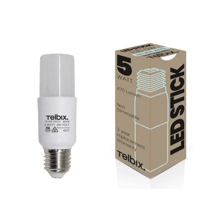 Telbix T30 - 5W LED Stick Opal Globe IP20 - E27-Telbix-Ozlighting.com.au
