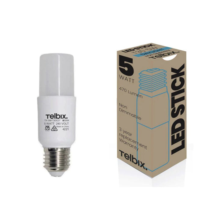 Telbix T30 - 5W LED Stick Opal Globe IP20 - E27-Telbix-Ozlighting.com.au