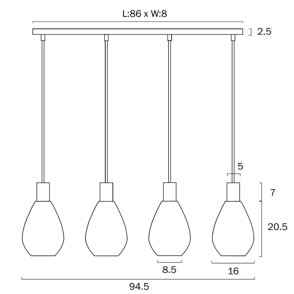 Telbix TRESOR - 4 Light Pendant-Telbix-Ozlighting.com.au