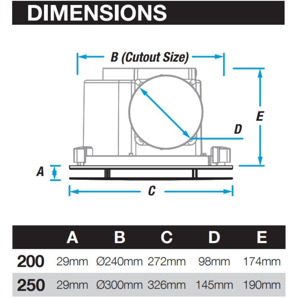 Ventair AIRBUS-200/250 - Round/Square Low Profile Exhaust Fan-Ventair-Ozlighting.com.au