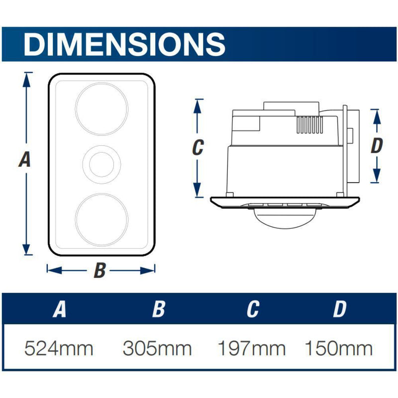 Ventair BROOK-2 - 3-In-1 Bathroom Unit Heat Light u0026 – Ozlighting