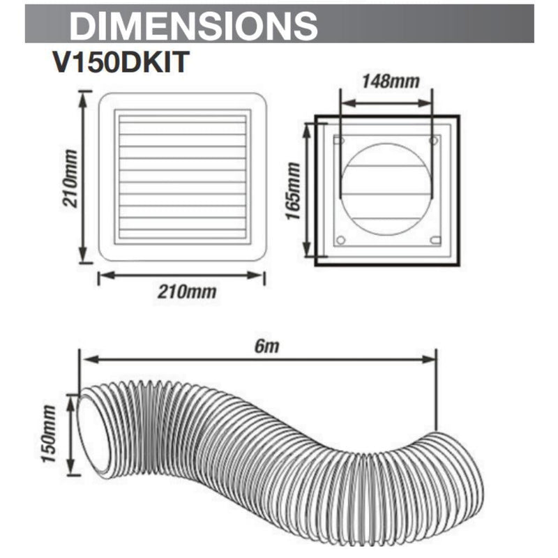 Ventair DUCT-KIT - 100/150mm Aluminium Duct Kit-Ventair-Ozlighting.com.au