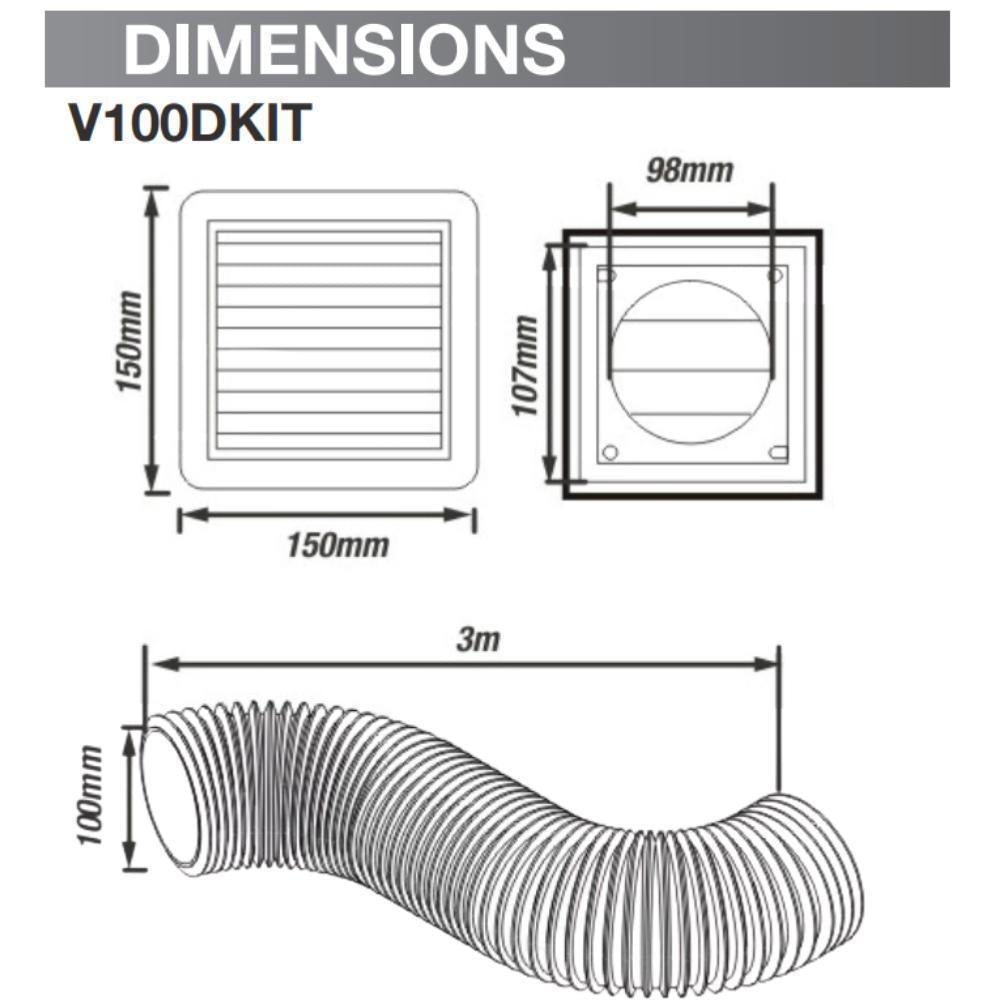 Ventair DUCT-KIT Duct Kit - 100/150mm Aluminium-Ventair-Ozlighting.com.au