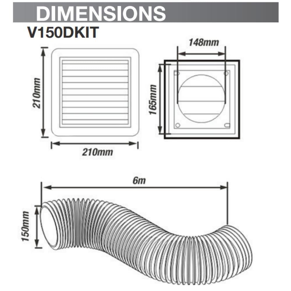 Ventair DUCT-KIT Duct Kit - 100/150mm Aluminium-Ventair-Ozlighting.com.au