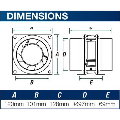 Ventair INLINE-100 - Axial Inline 100mm Exhaust Fan-Ventair-Ozlighting.com.au