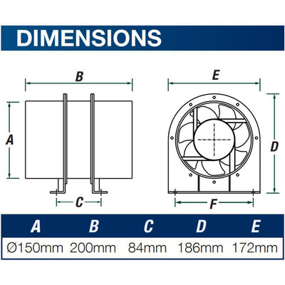 Ventair INLINE-150 - Axial Inline 150mm Exhaust Fan-Ventair-Ozlighting.com.au