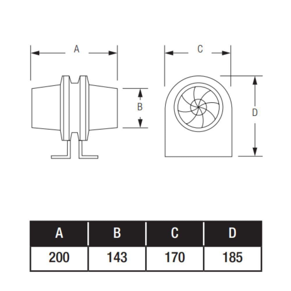 Ventair INLINE-HYPER150 Manrose Hyper150 EC Axial Extraction Fan - 150mm-Ventair-Ozlighting.com.au