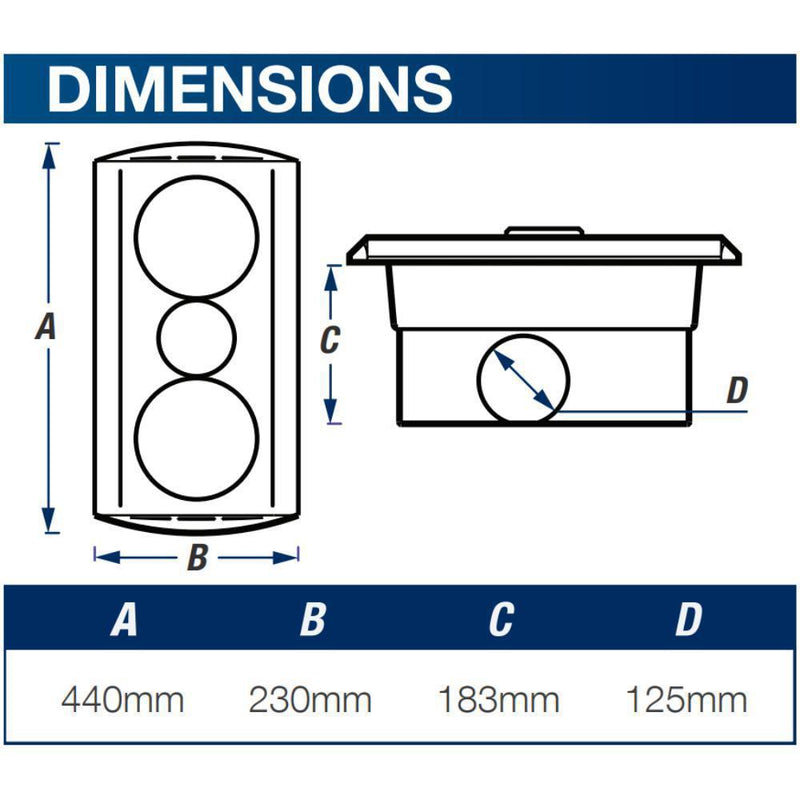 Ventair KLEIN-2 - 3-in-1 Bathroom Unit Heat Light & Exhaust-Ventair-Ozlighting.com.au