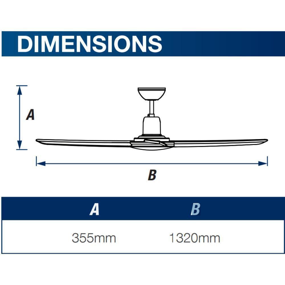 Ventair MALIBU AC Ceiling Fan - 4 Blade 1320mm 52", IP55, Titanium-Ventair-Ozlighting.com.au