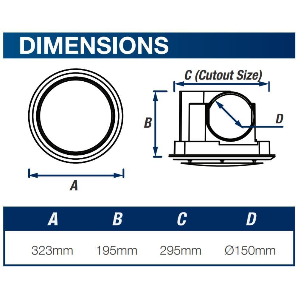 Ventair OLSON-200/250 Ceiling Exhaust Fan - 200/250mm Universal Side Ducted-Ventair-Ozlighting.com.au