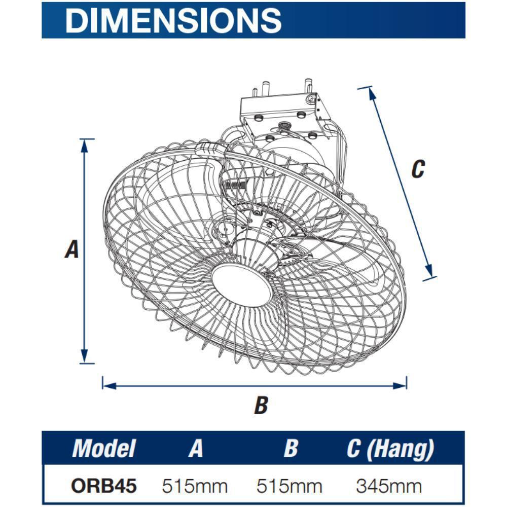 Ventair ORBITAL-45 - 45cm Commercial Grade Ceiling Mount Cooling Fan-Ventair-Ozlighting.com.au