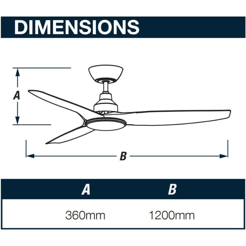 Ventair SKYFAN-48-LIGHT - 1200mm 48" DC Ceiling Fan With 20W LED Light - Smart Control Adaptable - Remote Included-Ventair-Ozlighting.com.au