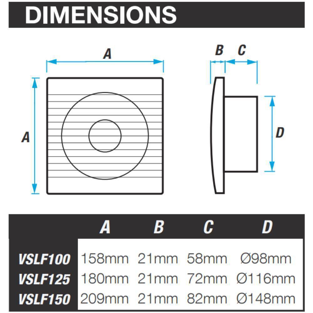 Ventair SLIMLINE-100/125/150 Wall/Ceiling Exhaust Fan - Slimline 100/125/150mm-Ventair-Ozlighting.com.au