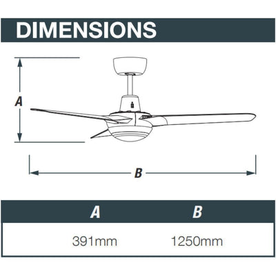 Ventair SPYDA-56-LIGHT - 3 Blade 1400mm 56" Fully Moulded PC AC Ceiling Fan With 20W LED Light-Ventair-Ozlighting.com.au