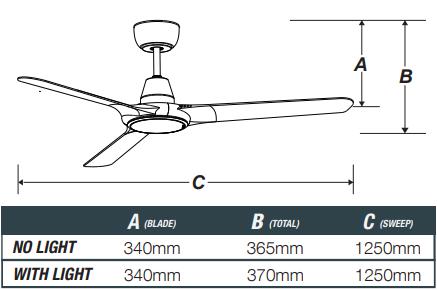 Ventair SPYDA-EC - 3 Blade 50" 1250mm EC Ceiling Fan with Switchable CCT LED Light-Ventair-Ozlighting.com.au
