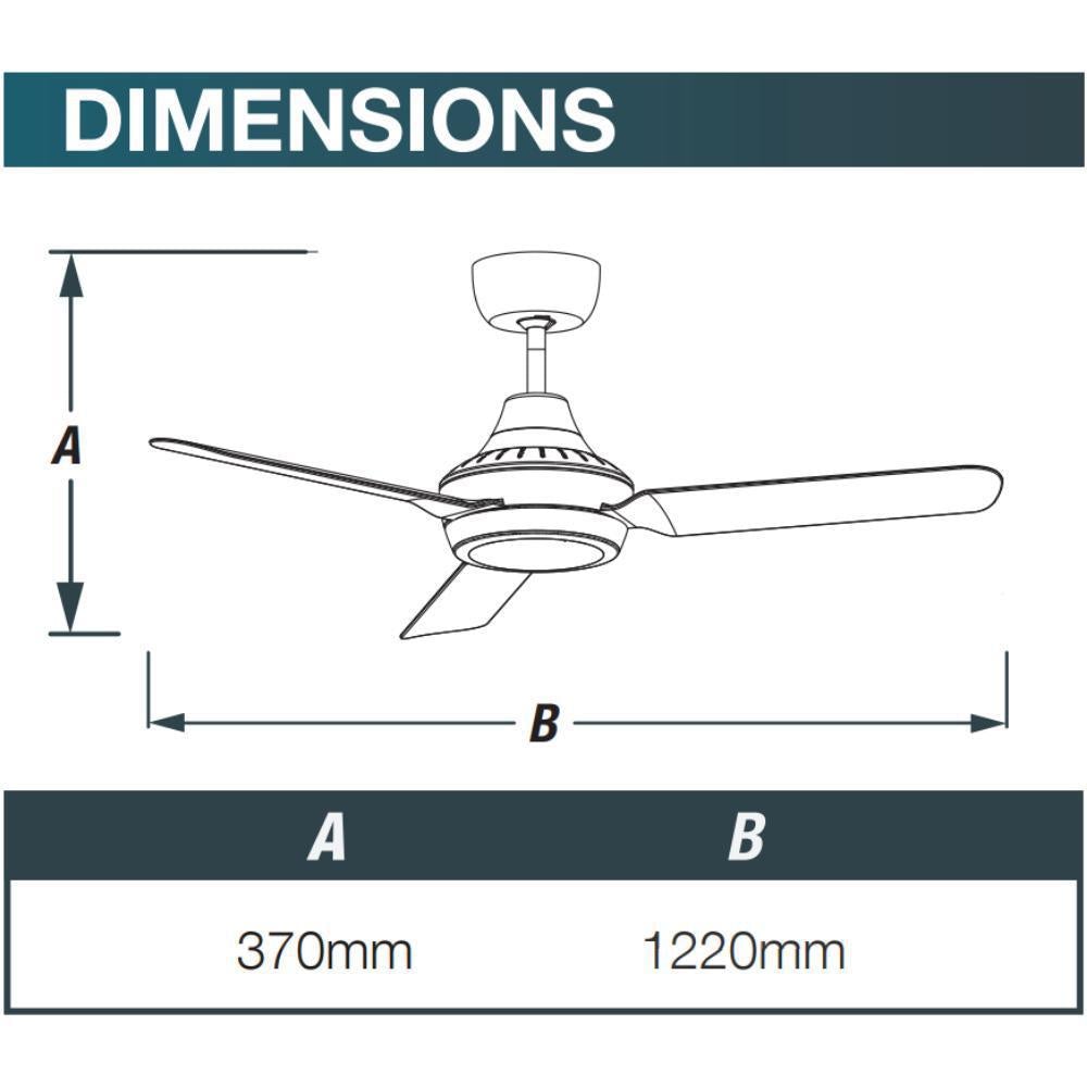 Ventair STANZA-48-LED-LIGHT AC Ceiling Fan - 3 Blade 1220mm 48", 20W LED Light 4200K-Ventair-Ozlighting.com.au