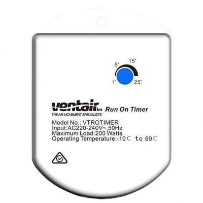 Ventair TIMER-EXHAUST-FAN - 200W Fixed Run On Timer-Ventair-Ozlighting.com.au