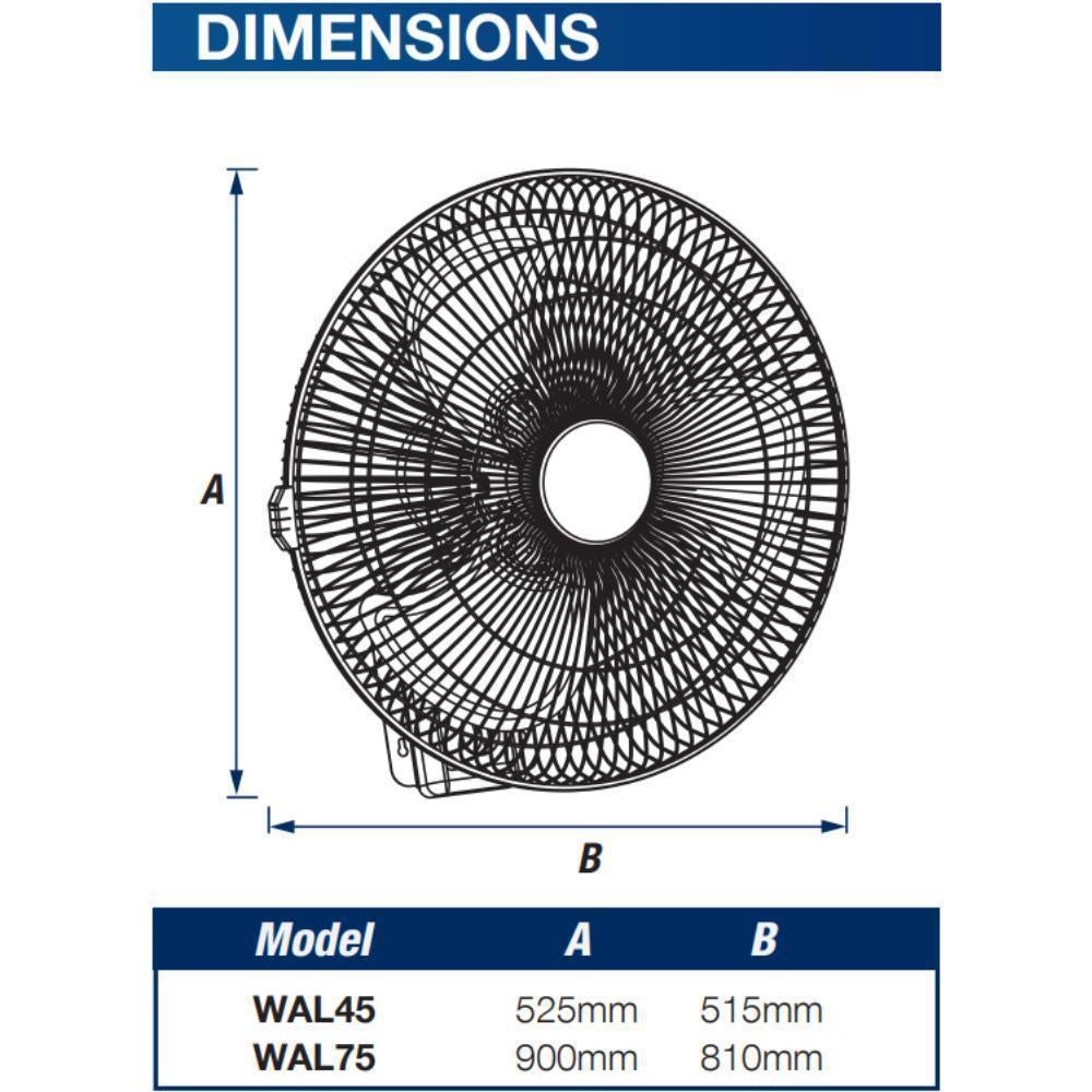 Ventair WALL-75 - 75cm Aluminium Heavy Duty Wall Fan-Ventair-Ozlighting.com.au