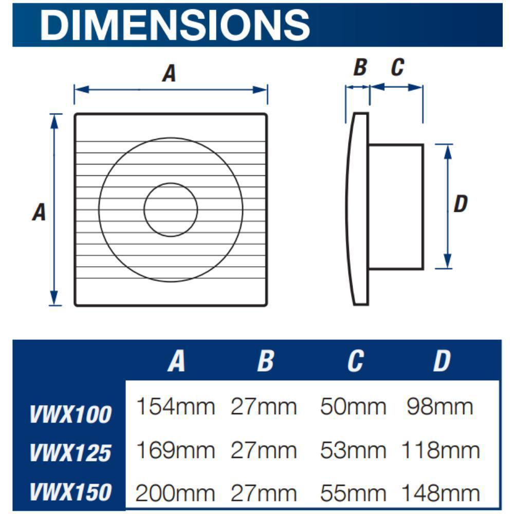 Ventair WALL-FAN-100/125/150 Wall Exhaust Fan - All Purpose 100/125/150mm, Optional Inbuilt Timer-Ventair-Ozlighting.com.au