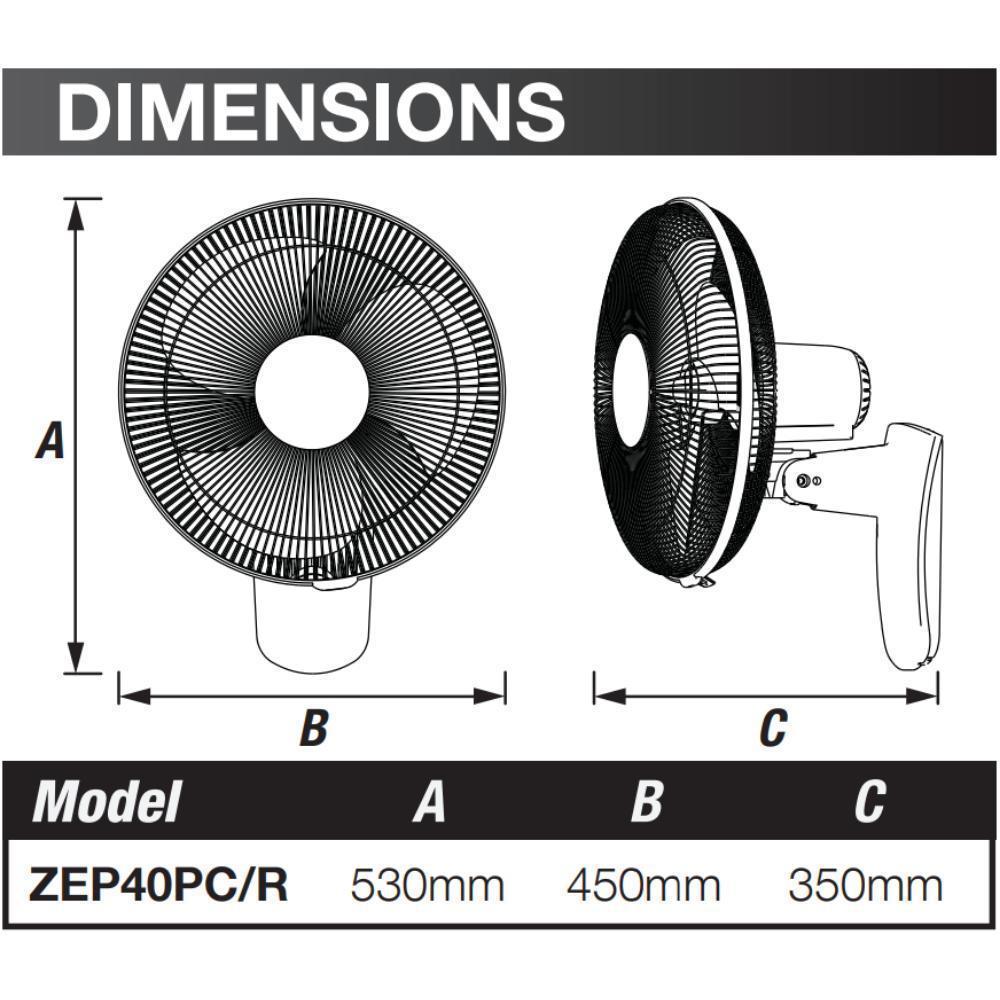 Ventair ZEPHER-II - 40cm Wall Fan - Remote Control or Pull Cord-Ventair-Ozlighting.com.au