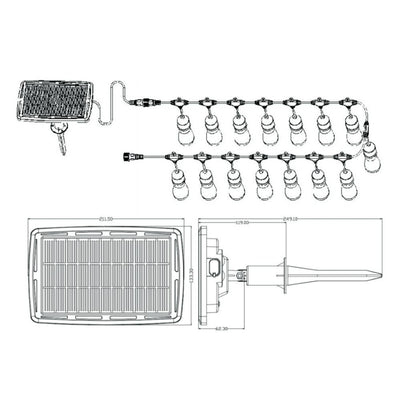 Vibe SOLAR FESTOONS - Solar Powered 15 Light 4.5W IP65 LED Festoon Light Kit 3000K-Vibe Lighting-Ozlighting.com.au