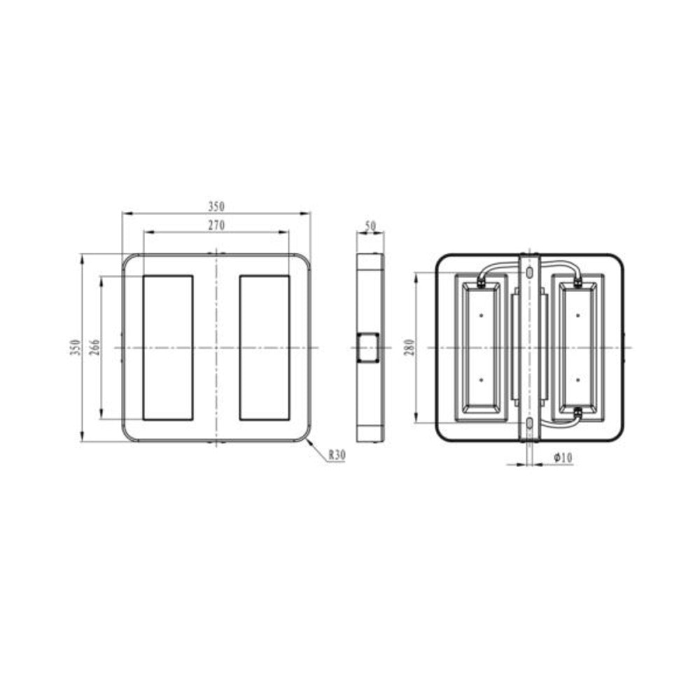 Vibe VBLLB-350 LED Square Surface Mount Low Bay Canopy Light IP65 - 120W, 5000K-Vibe Lighting-Ozlighting.com.au